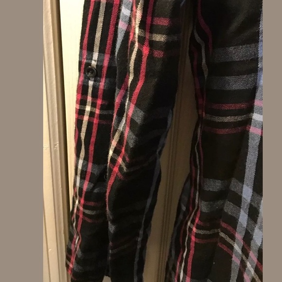 Vintage BETSEY JOHNSON Intimates Plaid Flannel Pajama Shirt Sleep Dress Black - Picture 5 of 7